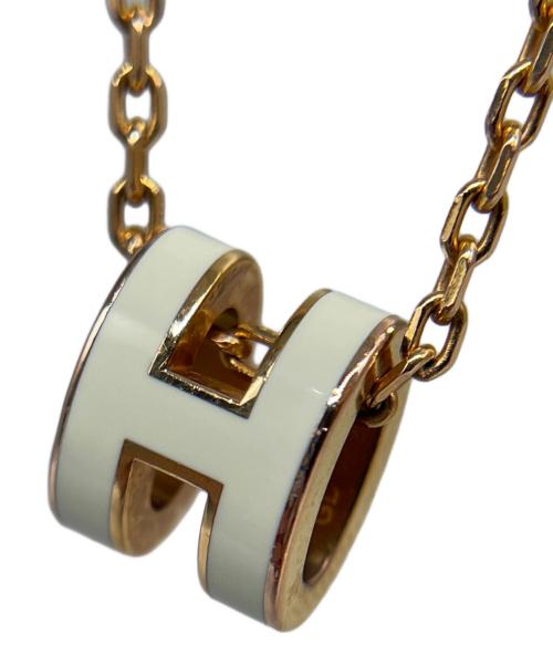 HERMES（エルメス）HERMES (エルメス) ポップアッシュHネックレス/Mini Pop H pendant ホワイト×ゴールド サイズ:MINI/ミニの古着・服飾アイテム