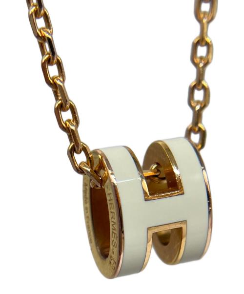 HERMES（エルメス）HERMES (エルメス) ポップアッシュHネックレス/Mini Pop H pendant ホワイト×ゴールド サイズ:MINI/ミニの古着・服飾アイテム