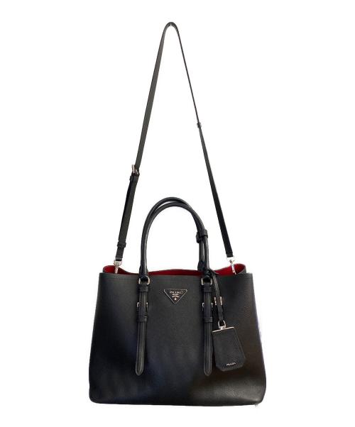 PRADA（プラダ）PRADA (プラダ) ガレリア/2WAYバッグ ネイビー×レッドの古着・服飾アイテム