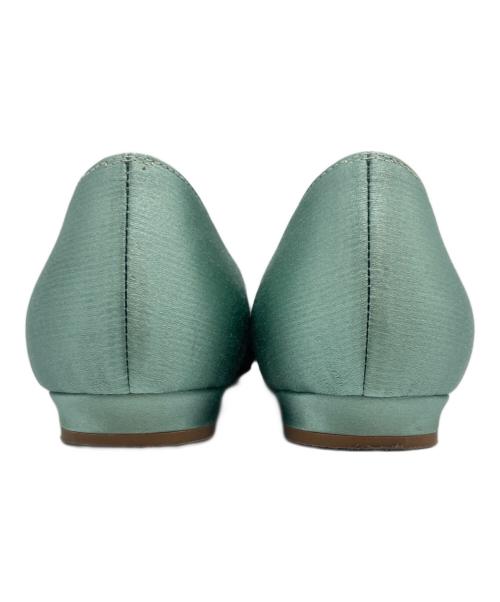 Manolo Blahnik（マノロブラニク）Manolo Blahnik (マノロブラニク) Hangisi/ハンギシ サテンフラットパンプス グリーン サイズ:36 1/2の古着・服飾アイテム