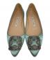Manolo Blahnik (マノロブラニク) Hangisi/ハンギシ サテンフラットパンプス グリーン サイズ:36 1/2：25000円
