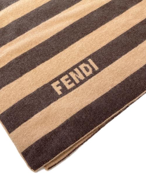 FENDI（フェンディ）FENDI (フェンディ) カシミヤマフラー ブラウン×ベージュの古着・服飾アイテム