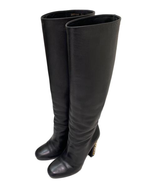 GUCCI（グッチ）GUCCI (グッチ) スタッズロングブーツ ブラック サイズ:36の古着・服飾アイテム