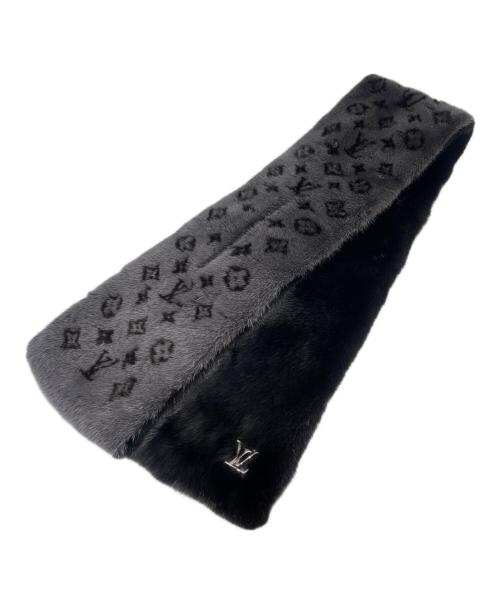 LOUIS VUITTON（ルイ ヴィトン）LOUIS VUITTON (ルイ ヴィトン) マフラー・モノグラムリバース グレー×ブラックの古着・服飾アイテム