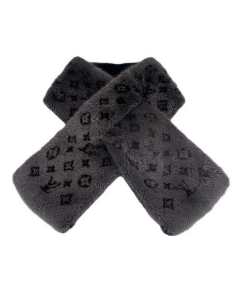LOUIS VUITTON（ルイ ヴィトン）LOUIS VUITTON (ルイ ヴィトン) マフラー・モノグラムリバース グレー×ブラックの古着・服飾アイテム