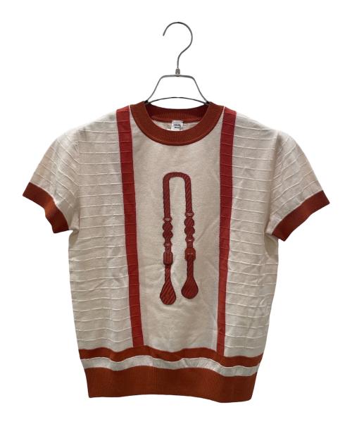 HERMES（エルメス）HERMES (エルメス) 25SS ショートスリーブニット セーター ブラウン サイズ:38の古着・服飾アイテム