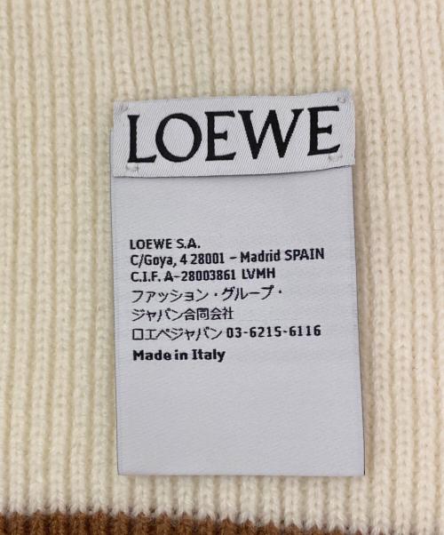 LOEWE（ロエベ）LOEWE (ロエベ) アシンメトリー スカーフ アイボリー×イエロー×ブラウンの古着・服飾アイテム