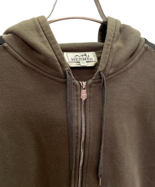 HERMES（エルメス）HERMES (エルメス) ランH ジップアップ スウェットパーカー ブラウン サイズ:Ｓの古着・服飾アイテム