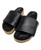 CELINEセリーヌ）の古着「レザーエスパドリーユサンダル」｜ブラック×ベージュ