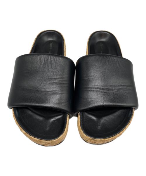 CELINE（セリーヌ）CELINE (セリーヌ) レザーエスパドリーユサンダル ブラック×ベージュ サイズ:36の古着・服飾アイテム