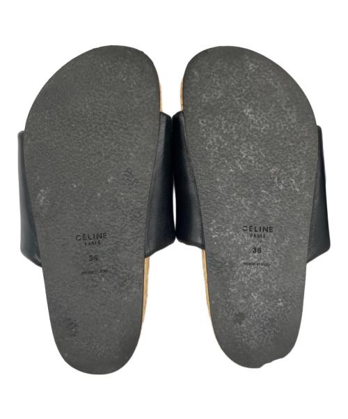 CELINE（セリーヌ）CELINE (セリーヌ) レザーエスパドリーユサンダル ブラック×ベージュ サイズ:36の古着・服飾アイテム