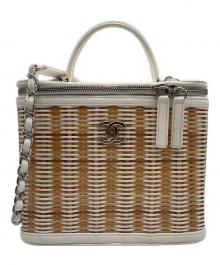 CHANEL（シャネル）の古着「バニティ バッグ ラタン」｜ホワイト×ナチュラル