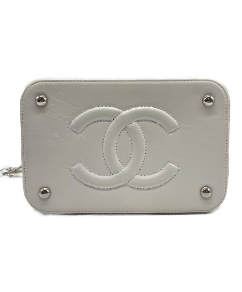 CHANEL（シャネル）CHANEL (シャネル) バニティ バッグ ラタンショルダーバッグ ホワイト×ナチュラルの古着・服飾アイテム