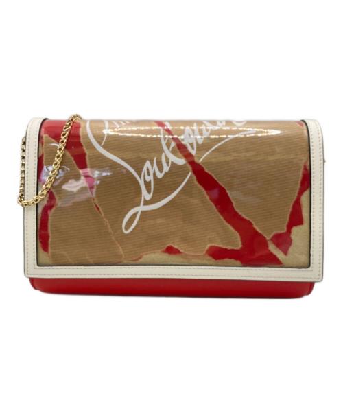 Christian Louboutin（クリスチャン・ルブタン）Christian Louboutin (クリスチャン・ルブタン) ショルダーウォレット 赤×ベージュの古着・服飾アイテム