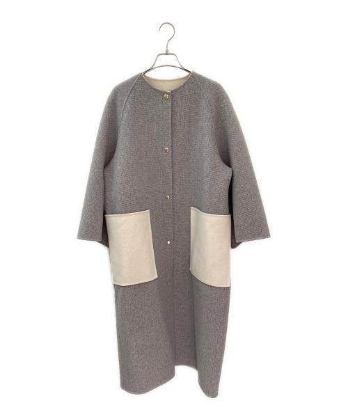 DRAWER（ドゥロワー）DRAWER (ドゥロワー) ノーカラーコート ブラック サイズ:38の古着・服飾アイテム