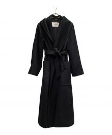 MaxMara（マックスマーラ）の古着「ベルテッドラップコート」｜ブラック