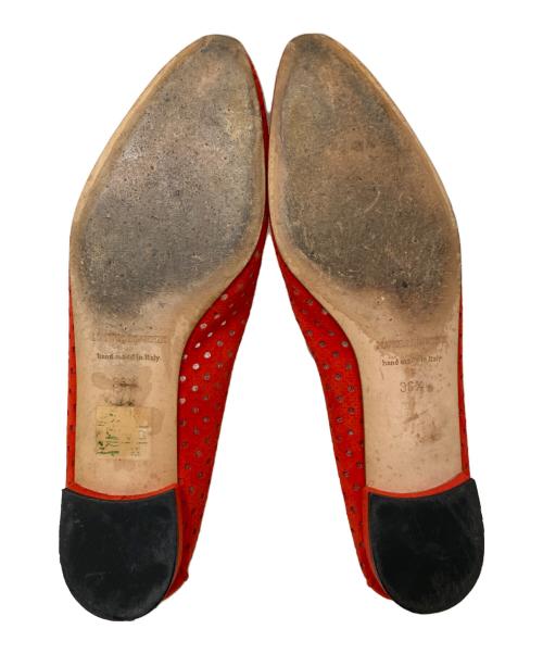 Manolo Blahnik（マノロブラニク）Manolo Blahnik (マノロブラニク) パンチングスウェードパンプス レッド サイズ:36 1/2の古着・服飾アイテム