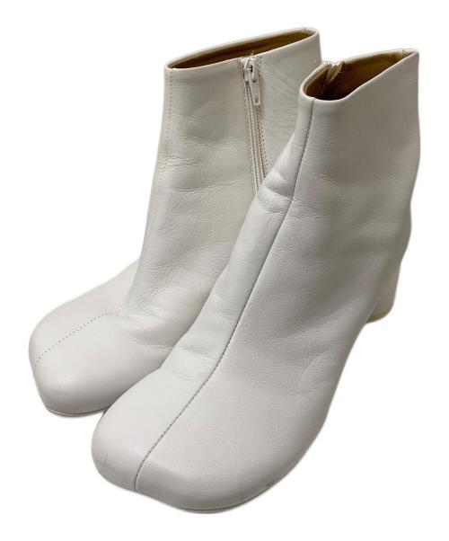 MM6 Maison Margiela（エムエムシックスメゾンマルジェラ）MM6 Maison Margiela (エムエムシックスメゾンマルジェラ) Anatomicスクエアブーツ ホワイト サイズ:37の古着・服飾アイテム