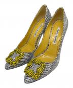 Manolo Blahnikマノロブラニク）の古着「ハンギシ ハイヒール パンプス」｜ホワイト×ブラック