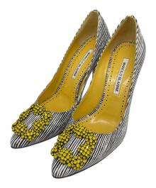 Manolo Blahnik（マノロブラニク）の古着「ハンギシ ハイヒール パンプス」｜ホワイト×ブラック