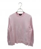 DRAWERドゥロワー）の古着「12Gインレイ編みリブクルーネック」｜ピンク