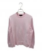 DRAWERドゥロワー）の古着「12Gインレイ編みリブクルーネック」｜ピンク