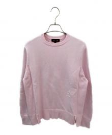 DRAWER（ドゥロワー）の古着「12Gインレイ編みリブクルーネック」｜ピンク