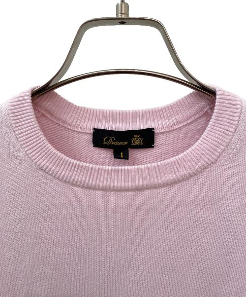 DRAWER（ドゥロワー）DRAWER (ドゥロワー) 12Gインレイ編みリブクルーネック ピンク サイズ:1の古着・服飾アイテム