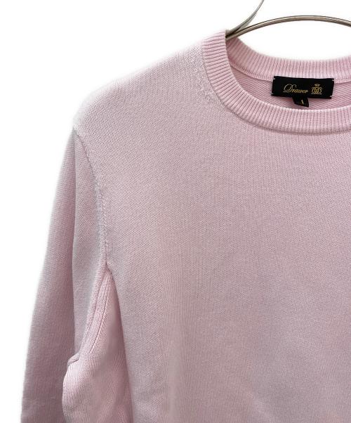 DRAWER（ドゥロワー）DRAWER (ドゥロワー) 12Gインレイ編みリブクルーネック ピンク サイズ:1の古着・服飾アイテム