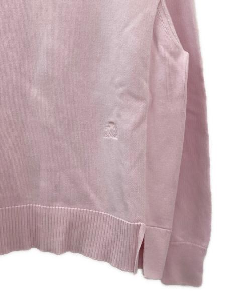 DRAWER（ドゥロワー）DRAWER (ドゥロワー) 12Gインレイ編みリブクルーネック ピンク サイズ:1の古着・服飾アイテム