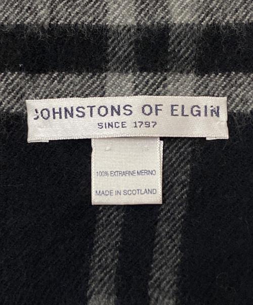 JOHNSTONS OF ELGIN（ジョンストンズ オブ エルガン）JOHNSTONS OF ELGIN (ジョンストンズ オブ エルガン) 大判ブランケットストール ブラック×ホワイトの古着・服飾アイテム