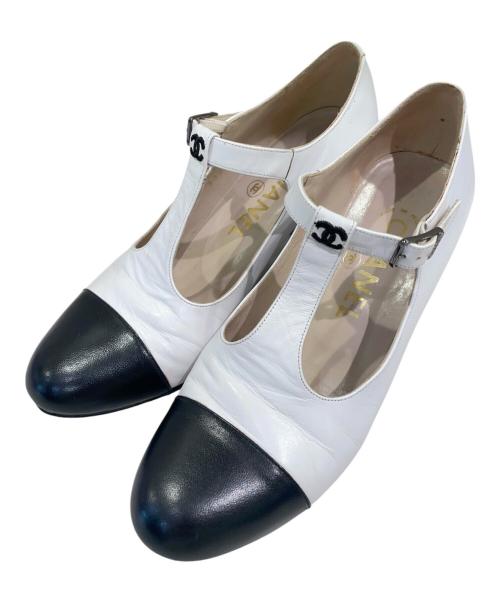 CHANEL（シャネル）CHANEL (シャネル) バイカラーパンプス ブラック×ホワイト サイズ:35の古着・服飾アイテム