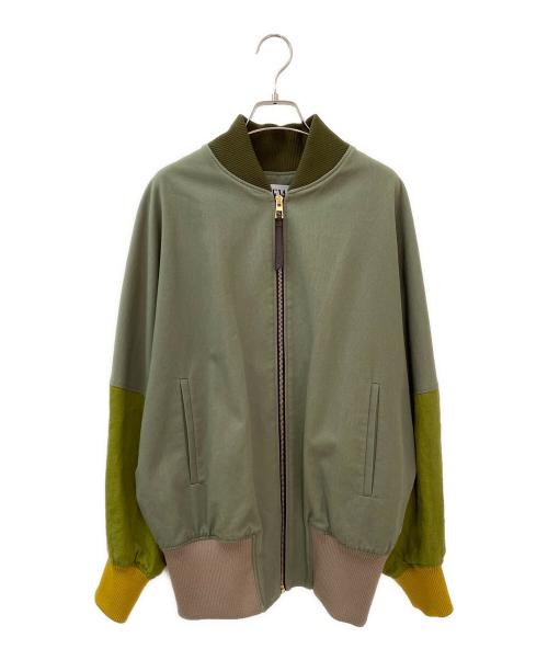 LOEWE（ロエベ）LOEWE (ロエベ) ナグラムロゴ レザーストラップ ボンバー ジャケット カーキ サイズ:36の古着・服飾アイテム
