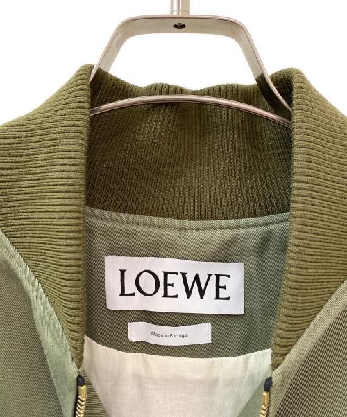 LOEWE（ロエベ）LOEWE (ロエベ) ナグラムロゴ レザーストラップ ボンバー ジャケット カーキ サイズ:36の古着・服飾アイテム