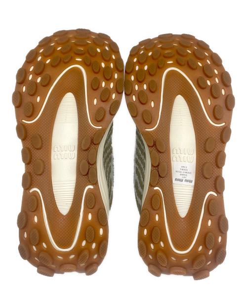 MIU MIU（ミュウミュウ）MIU MIU (ミュウミュウ) テクニカルファブリックスニーカー ベージュ×カーキ サイズ:35 1/2の古着・服飾アイテム