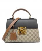 GUCCIグッチ）の古着「GG パドロック 2wayバッグ」｜ブラウン×ブラック