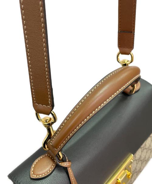 GUCCI（グッチ）GUCCI (グッチ) GG パドロック 2wayバッグ ブラウン×ブラックの古着・服飾アイテム