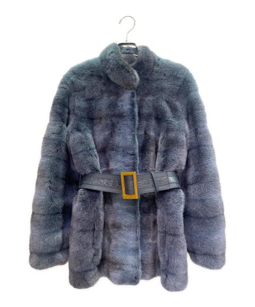 FENDI（フェンディ）FENDI (フェンディ) ミンクファーコート/ミンク/ファーコート/レザーベルト ブルー サイズ:38の古着・服飾アイテム