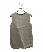 DRAWERドゥロワー）の古着「リネンノースリーブトップス」｜ベージュ