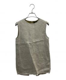 DRAWER（ドゥロワー）の古着「リネンノースリーブトップス」｜ベージュ