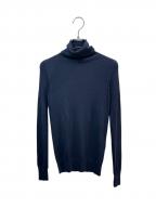 DRAWERドゥロワー）の古着「18G カシミヤシルクリブタートルニット」｜ネイビー
