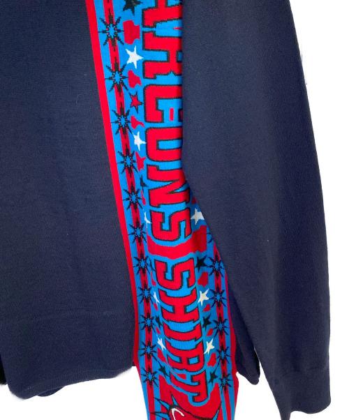 COMME des GARCONS SHIRT（コムデギャルソンシャツ）COMME des GARCONS SHIRT (コムデギャルソンシャツ) ロゴデザインニット ネイビー サイズ:ＸＬの古着・服飾アイテム