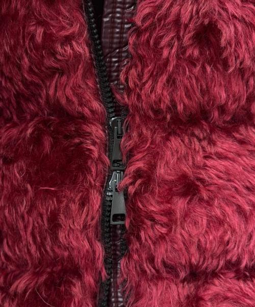 MONCLER（モンクレール）MONCLER (モンクレール) BADYP/フェイクファー切替ダウンジャケット ボルドー サイズ:1の古着・服飾アイテム