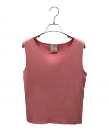 CHANEL（シャネル）の古着「P19 カシミヤ混ノースリーブニット」｜ベージュ×ピンク