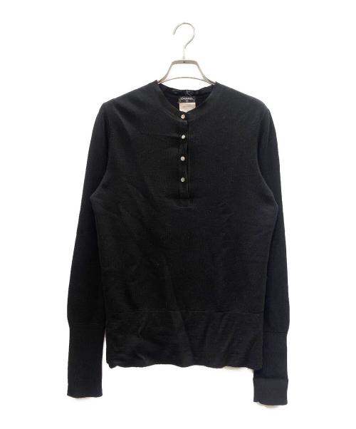 CHANEL（シャネル）CHANEL (シャネル) カシミヤ混ヘンリーネックカットソー ブラック サイズ:42の古着・服飾アイテム