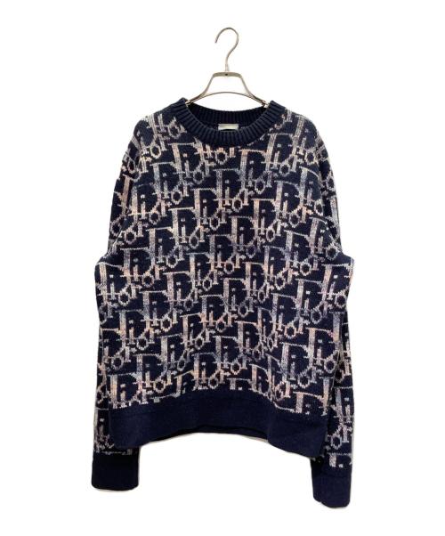 Dior（ディオール）Dior (ディオール) オブリーク柄ニット ネイビー サイズ:Mの古着・服飾アイテム