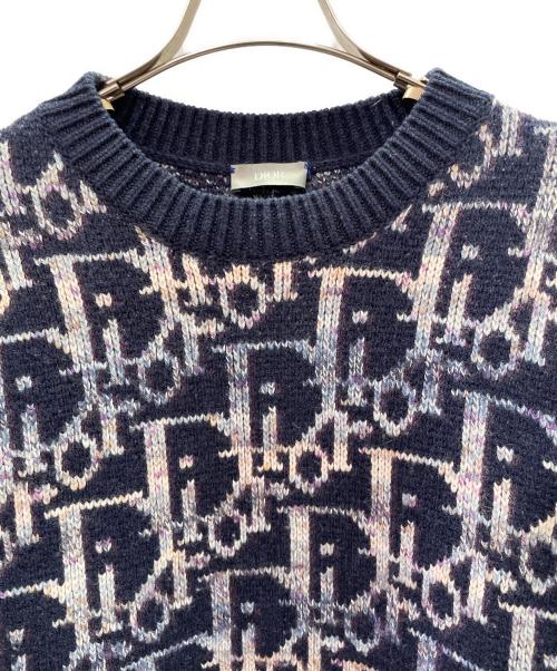 Dior（ディオール）Dior (ディオール) オブリーク柄ニット ネイビー サイズ:Mの古着・服飾アイテム