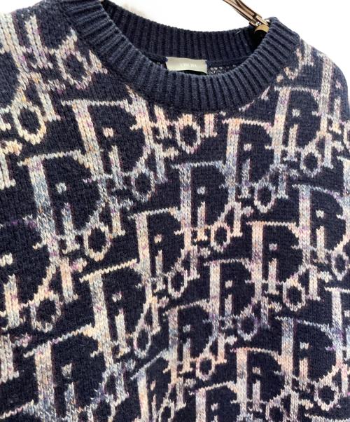 Dior（ディオール）Dior (ディオール) オブリーク柄ニット ネイビー サイズ:Mの古着・服飾アイテム