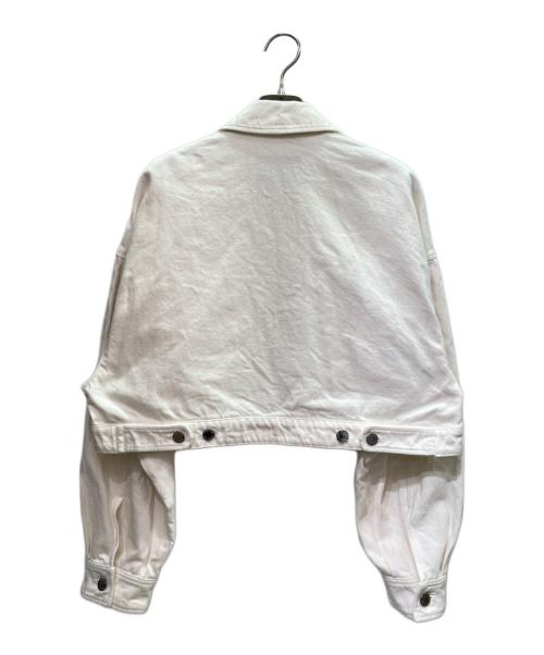 PRADA（プラダ）PRADA (プラダ) プレート付 デニムジャケット ホワイト サイズ:36の古着・服飾アイテム