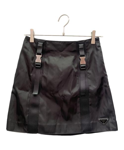 PRADA（プラダ）PRADA (プラダ) Re Nylon トライアングルロゴ スカート ブラック サイズ:36の古着・服飾アイテム